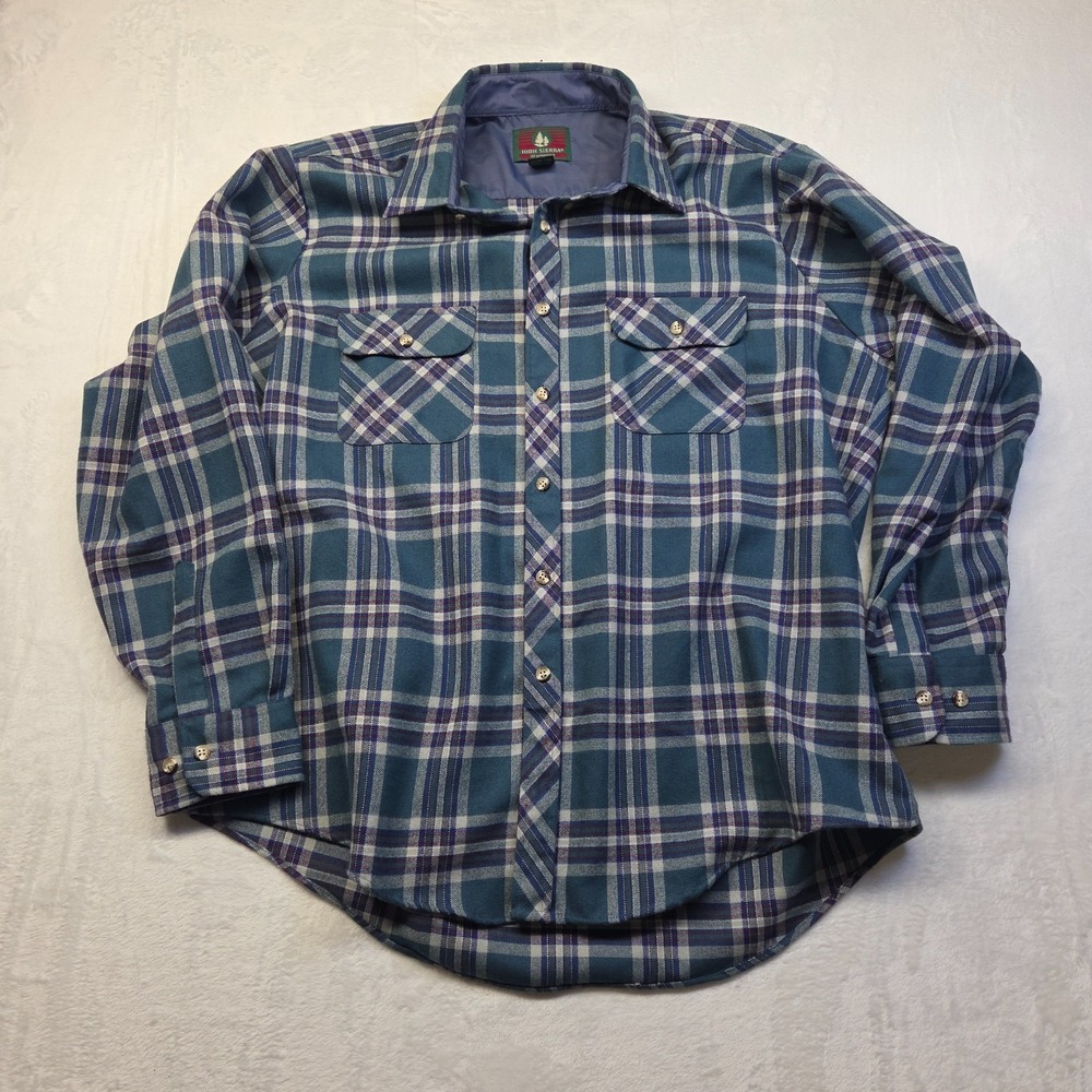 VTG High Sierra Mervyn's Shirt Mens XL Blue Plaid Quilted Flannel 90s EUC